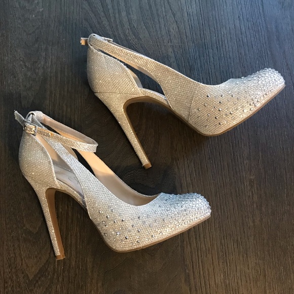 Jessica Simpson Shoes - Jessica Simpson Silver Sparkly heels ankle strap